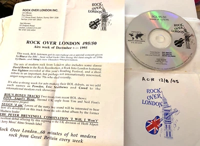 12/8/95 ROCK OVER LONDON, CREED, OASIS, ERIC MATTHEWS, STING, POWDER, 7EVEN,FINN - Image 1 of 2