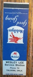 WESTLEY LEE MOBIL GASOLINERA AÑOS 40 MATCHBOOK CUBIERTA: TALIHINA, OKLAHOMA E15 - Imagen 1 de 2