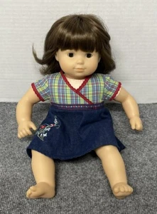 American Girl Bitty Twins Baby Girl Doll w/Denim Plaid Dress Pleasant Company - Picture 1 of 8