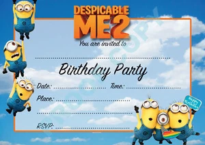 #20 DESPICABLE ME 2 Minions Kinder Kindergeburtstag Party 10er Pack EINLADUNGEN - Bild 1 von 1