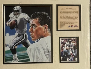 Troy Aikman Dallas Cowboys NFL 11x14 Print HOF #4 Cowboy Blue Mat Very Limited - Picture 1 of 3