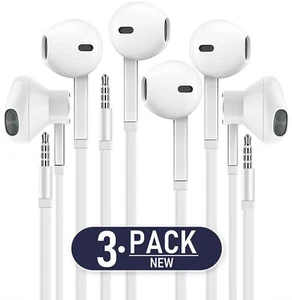 Headphones with MIC, Premium Earphones/Earbuds/Headphones [3-PACK] with Stereo - Picture 1 of 8