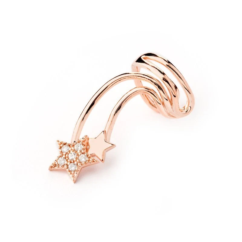 Mono orecchino/ear cuff Mood "Hollywood" in argento rosato e zirconi con stelle - Immagine 1 di 1