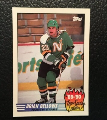 BRIAN BELLOWS   1990 TOPPS  Hockey  Minnesota North Stars  Team Scoring Leaders - Image 1 of 3