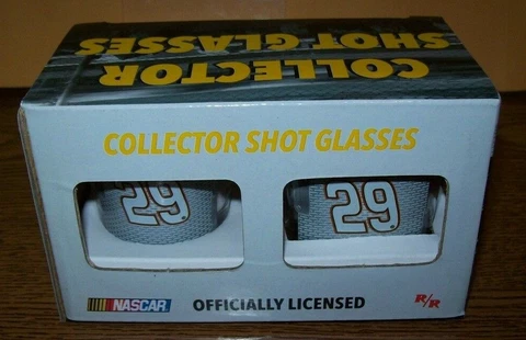 KEVIN HARVICK #29 R&R SET OF 2 DRIVER SHOT GLASSES NEW IN THE BOX BRAND NEW!!!! Cover
