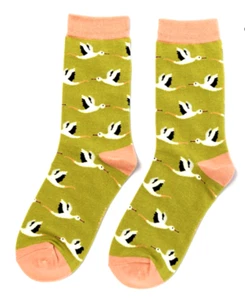 BNWT - Miss Sparrow London - "Storks" Bamboo Socks - Quarter length -One size - Picture 1 of 2