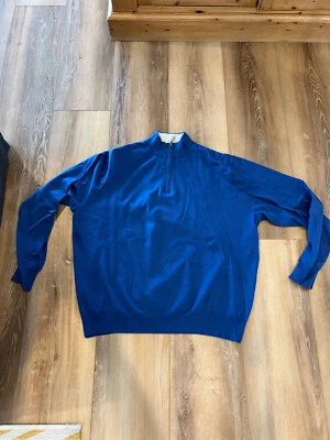 PETER MILLAR CROWN SOFT COTTON-SILK-CASHMERE QUARTER ZIP SWEATER- MS21S01 Blue - Image 1 of 4