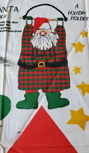 Swinging Santa Card Holder Cut & Sew Fabric Panel Sewing Project Vintage - Picture 1 of 7