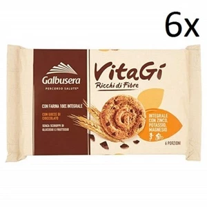 6x Galbusera VitaGi Kekse reich an Fasern mit tropfen schokolade 300g (6 snack) - Bild 1 von 1