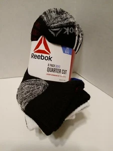 Reebok Boys Quarter Cut Performance Training Socks8 Pair Assorted Colors 8.5-2 - Picture 1 of 8