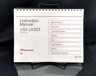 Pioneer VSX-LX303 AV Receiver Owner's Manual Instructions Full Color COIL BOUND - Image 1 of 4