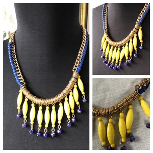 Vintage Artist Cleopatra Collar Adjustable Necklace Wire Chain Beads Tribal 22" - Picture 1 of 10