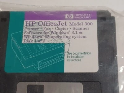 1996 HP OfficeJet Model 300 Printer Fax  For Windows 3.1 & Win95 3 Disk UNOPENED - Image 1 of 4