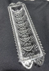 Vintage Fifth Avenue Portico Cut Crystal Cracker Tray 11.5" x 3.5" - Picture 1 of 10