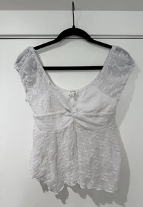 La Peche Top Womens Large White Fairy Whimsy Fairycore Y2K Style Babygirl - Picture 1 of 9