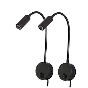Reading Lamp Wall Sconces Light LED 3W Warm White Black Rocker Switch 2PCS - Picture 1 of 7