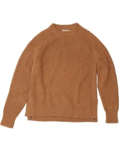CALVIN KLEIN Womens Crew Neck Jumper Sweater UK 10 Small Brown Wool CV11 - Picture 1 of 4