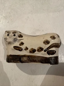 Antique Chinese Cizhou Ware Porcelain Cat Pillow Head Rest Figurine, 10" - Picture 1 of 8