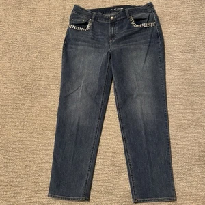 Chico’s Platinum Cropped Strass Größe 1,5/10 mittelblau Denim Glitzer Küste - Bild 1 von 7