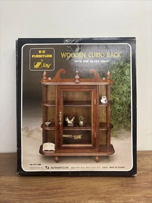Nuevo gabinete de curiosidades vintage miniatura mesa montaje en pared madera vidrio 13x17x4 Jay Foto 1 de 3