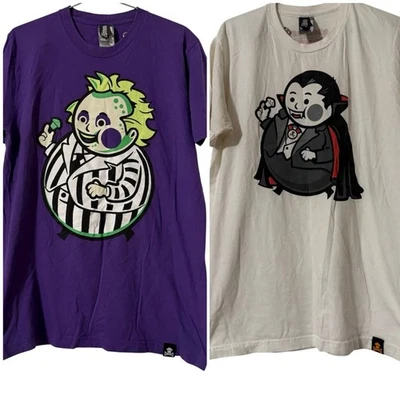 Lote de 2 camisetas Johnny Cupcakes 2012 Beetlejuice & Dracula M edición limitada difícil de encontrar Foto 1 de 4
