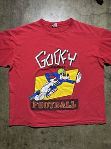 Vintage 80s/90s Disney Goofy About Football Red OSFA/2XL Red T Shirt Cartoon - Picture 1 of 7