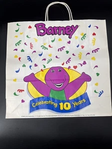 Large Vintage 1998 Barney Gift Bag 15x16x6 “Celebrating 10 Years” - Picture 1 of 3
