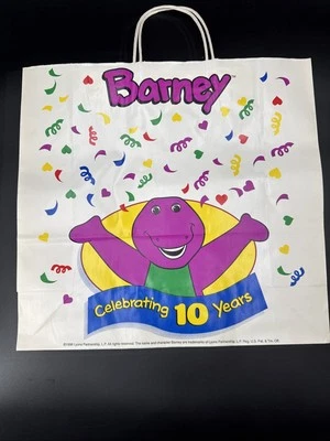 Large Vintage 1998 Barney Gift Bag 15x16x6 “Celebrating 10 Years” - Image 1 of 3