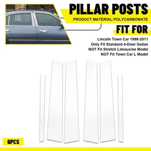6pcs Chrome Pillar Posts Door Side Trim Cover Fit For Lincoln Town Car 1998-2011 - Foto 1 di 11