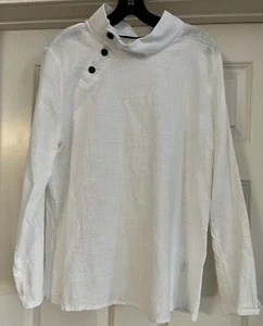 Celmia Cotton Mock Neck With Three Buttons Size 2XL Long Sleeve Pullover Blouse - Bild 1 von 13