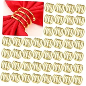 100 Pcs Gold Napkin Rings Metal Round Napkin Holders Buckles Alloy Napkin - Picture 1 of 8