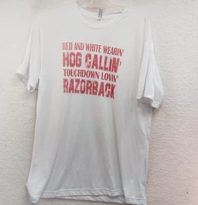 Bella Canvas Unisex White Graphic T-Shirt Size XL Arkansas Razorback Hog Callin - Picture 1 of 6