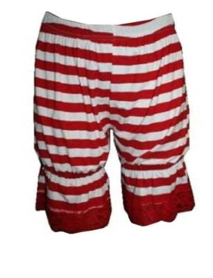 Neuf Rouge & Blanc Rayure Fille Court Bloomers Pantalon Short Costume - Photo 1/3