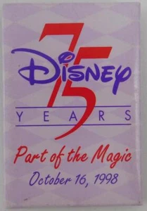 Disney 75 Years Part Of The Magic Pin Button October 16, 1998 - Imagen 1 de 3