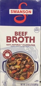SWANSON Beef Broth 100% Natural - Gluten Free 32 oz Carton 2 Lbs - Picture 1 of 4