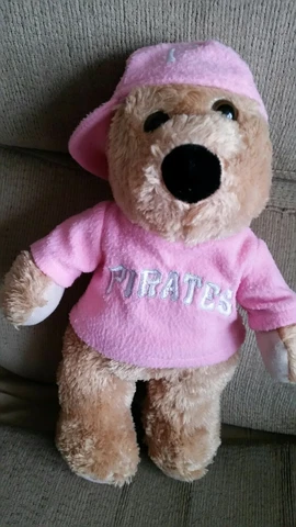 RARE Good Stuff MLB Pink Pittsburgh Pirates Shirt Hat Plush Teddy Bear 14" Cover