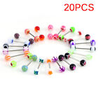 20/50/100Pcs Tongue Bars Surgical Steel Barbell Rings Ball Body Piercing  Fy  Jc