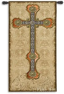 60x26 GOTISCHES KREUZ mittelalterlicher Wandteppich Wandhängung  - Bild 1 von 1