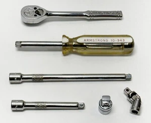 Armstrong 10-903 10-943 1/4" Drive Ratchet Wrench Set w/ Handle & Extensions - Picture 1 of 6