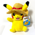 Pokémon Pikachu avec chapeau d'été Jazwares 8" en peluche - Tout neuf avec étiquette