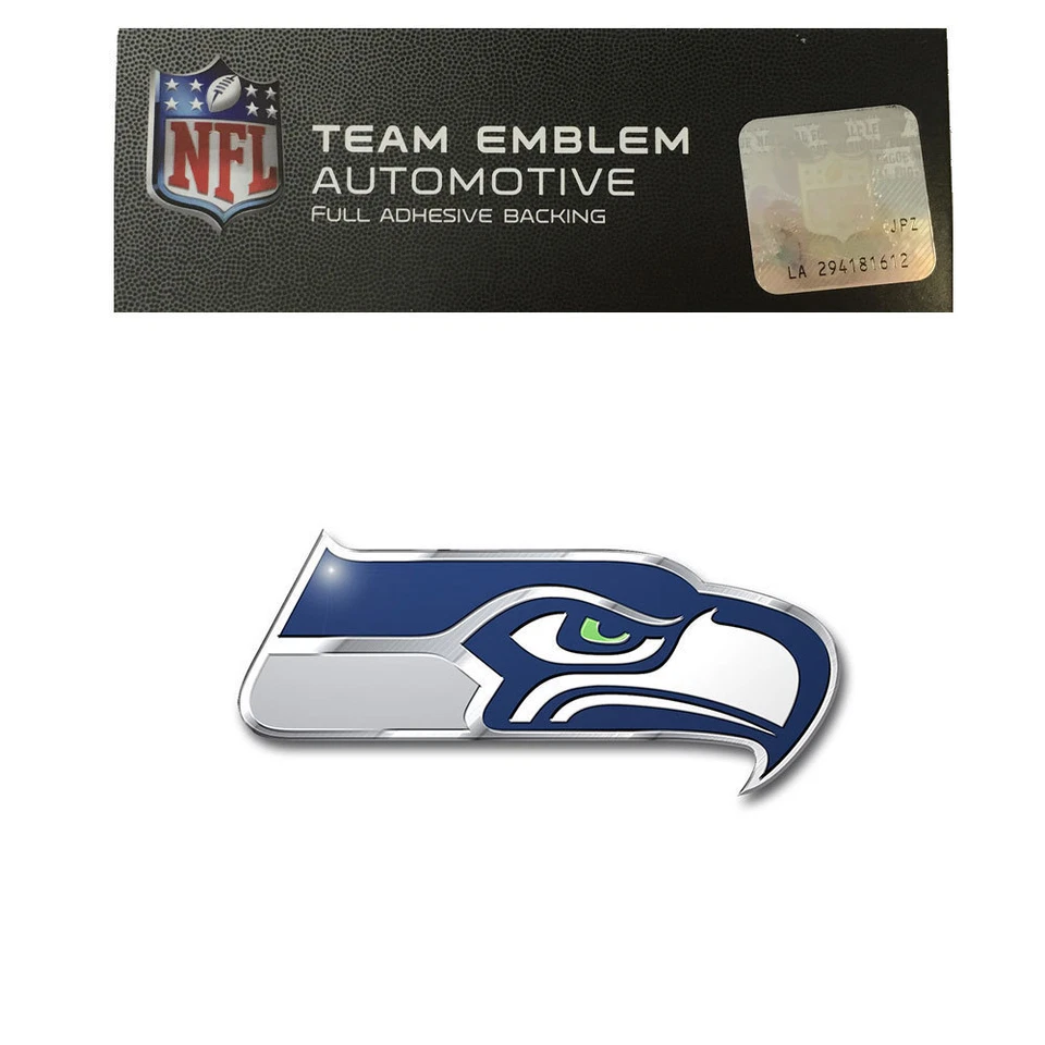 Calcomanía emblema de aluminio NFL Seattle Seahawks tamaño aprox. 4 x 2 pulgadas Foto 1 de 1