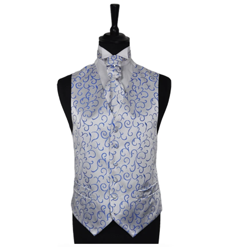 Men's Scroll Special Occasion Wedding Groom Waistcoat & Cravat - Size 34" - 60" - Image 1 of 1