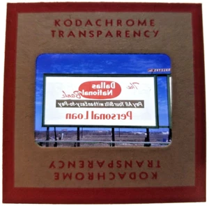 Kodachrome Red Border Slide | *1949* DALLAS NATL. BANK LOANS Billboard Sign Ad - Picture 1 of 3