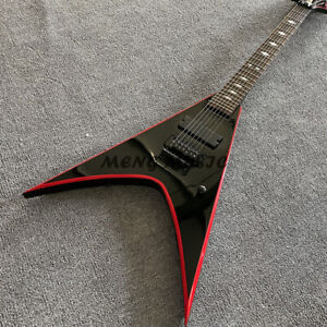 7 Strings Black V-shaped Electric Guitar Mahogany Body With FR Bridge 24 Frets