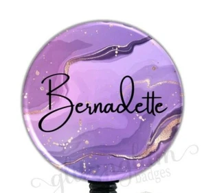 Marble Retractable Badge Holder, Personalized Name badge reel, ID Card - GG6038 - Picture 1 of 8