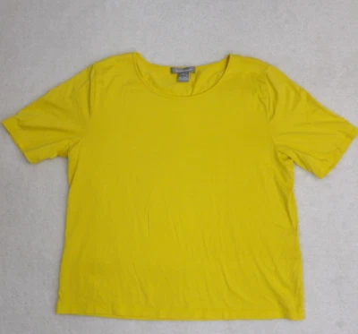 Ellen Tracy Yellow Silk Blend Short Sleeve Top Size XL Womens - Image 1 of 4