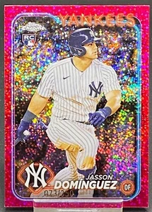 2024 TOPPS CHROME MAGENTA SPECKLE ROOKIE JASSON DOMINGUEZ YANKEES #ED 73/350 - Foto 1 di 2