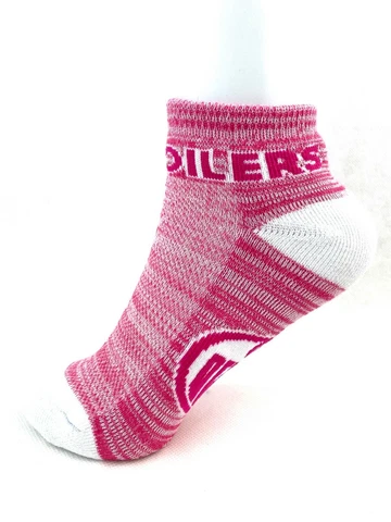 Edmonton Oilers Hockey Money Ankle No Show Socks - Pink RMC & White Cover