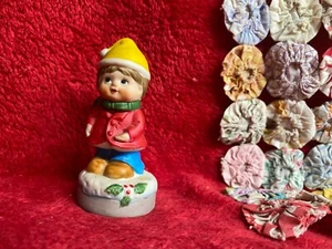 Vtg Porcelain Little Boy Christmas Figurine - Picture 1 of 5