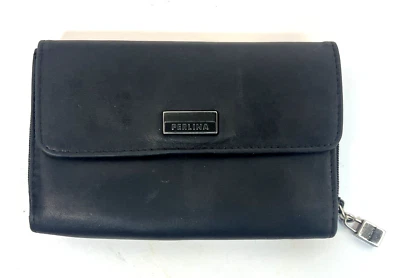 Carteira dobrável de couro sintético preta Perlina - Snap & Zip-Around, compacta e segura - Imagem 1 de 4